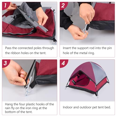 Cat Camping Tent (Red / 21 x 21 x 14 Inches)