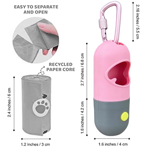 Dog Poop Bag Dispenser with Built (Pink / 1 Count (Pack of 15))