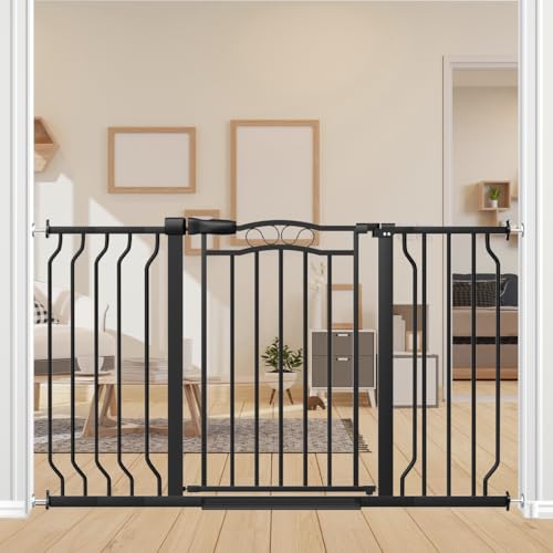 29.5 53.1" Extra Wide Baby Gate for Stairs No Drilling (Black / 29.9"-53.1")