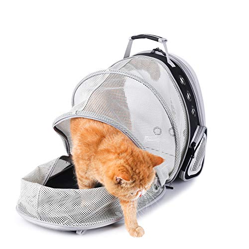 Expandable Bubble Cat Carrier Backpack (Back Expandable-Black)