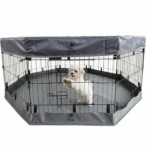 Puppy Playpen with Top Cover & Bottom Pad (Gray / X-Small Pen: 24-Inch High)