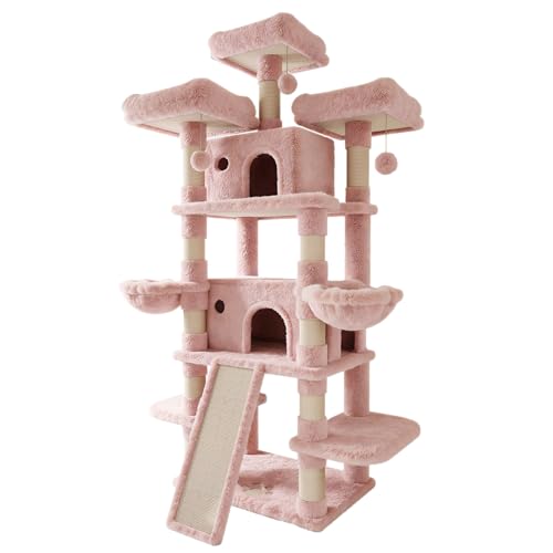81 Inches Extra Large Cat Tree for Indoor Adult Cats (81in / Pink)