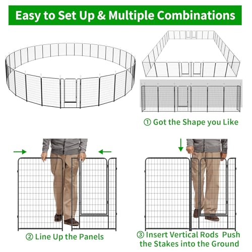 Dog Playpen Outdoor Extra Wide 32 Panels Heavy Duty Dog Fence 50" (32"W x 50"H)