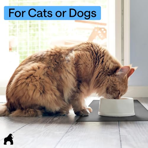Dog Food Mat 100% Waterproof Silicone (Charcoal / 23"l X 15"w)