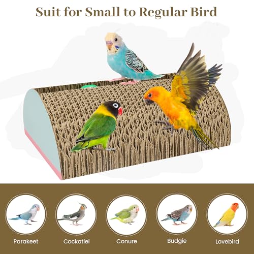 Parrot Cardboard Toy with Jingle Bells Bird Cage Perches Toy for Small to Regular Parrot Toys Bird Amazon (MEDIUM size)