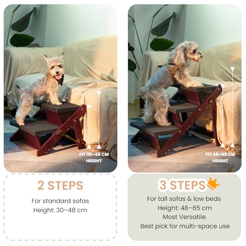 Wooden Pet Stairs (4 Steps – For Standard & High Beds (23–31 in) / 31.5" L x 17.2" W x 25.0" H)