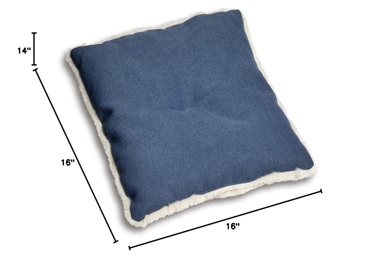 Cat Bed for Indoor Cat (Navy / 16" x 16" x H:14")