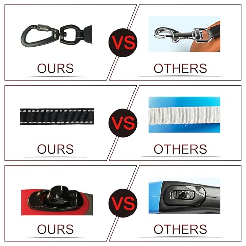 Retractable Dog Leash for Large Dogs Reflective Tape Lead with Stop and Lock Control (Medium 16ft / Blue)