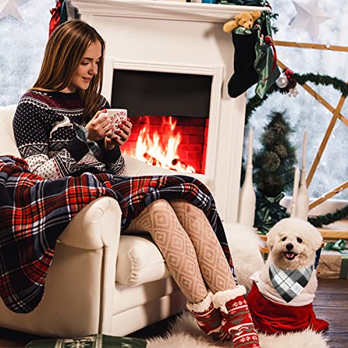 Christmas Plaid Dog Scarf & Matching Scrunchie Set (04-plaid-black / Small)