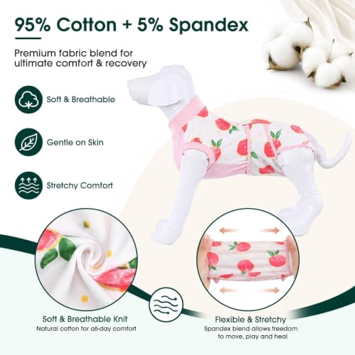 Recovery Suit for Dogs Cats (S (Back:11.4-13.4'', Weight:7-15 Lb) / 1#Blush Peach)