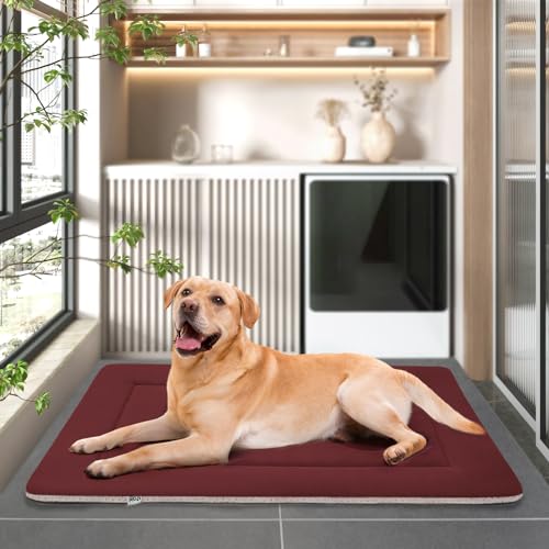 Dog Bed Large Crate Mat 42 in Non (42.0"L x 28.0"W x 1.2"Th / Dark Red)