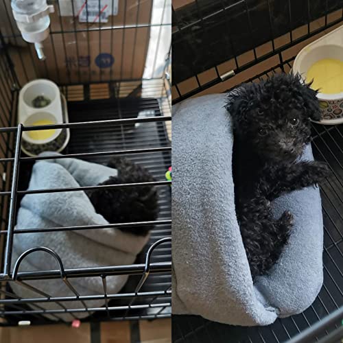 Rabbit Cave Sleeping Bed Guinea Pig Hideout Cozy House Pet Soft Warm Fleece Winter Slipper Cushion Small Animal Nest Cage for Ferrets Squirrel Hamster Chinchilla Rat Hedgehog Bunny (Light Gray)