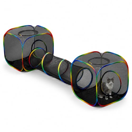 Outdoor Rainbow Cat Enclosures Playground (2 Cube + 2 Way Tunnel (no tent))