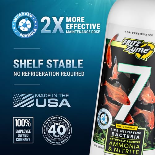 FritzZyme 7 Live Nitrifying Bacteria Naturally Removes Amonia & Nitrite for Freshwater Fish (32 oz)