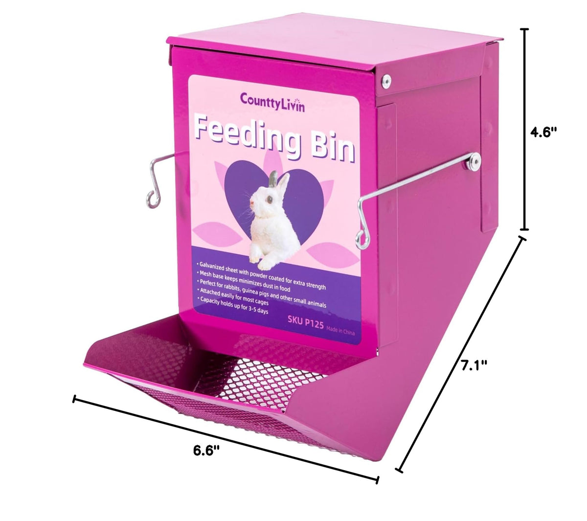 Metal Small Animal Feeder with Lid (4.6 inch / Purple)