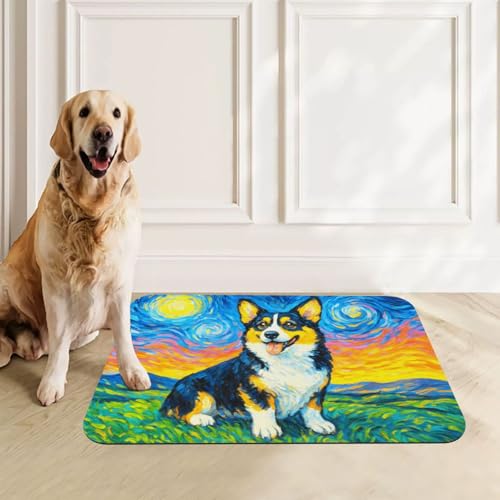 Starry Night Tri Color Dog Dog Food Mat Waterproof Pet Cat Placemat (Starry Night Tri Color Dog / 30x45cm)