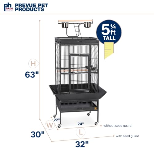 Wrought Iron Select Bird Cage (Black Hammertone / 24.0"L x 20.0"W x 60.0"H)
