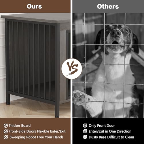 39.96" Dog Crate Furniture for 1 or 2 Dogs (Dark Grey / 40.0"L x 27.6"W x 33.5"H)