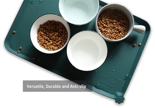 L Silicone Non Slip Pet Food Mats (22" x 14" / Dark Cedar)