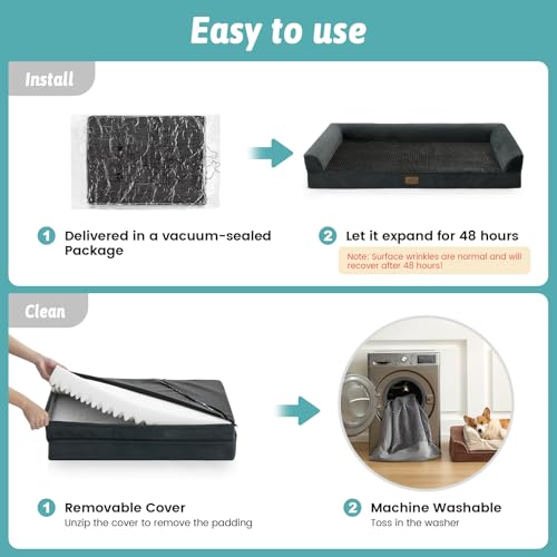 Orthopedic Dog Bed for Large Sized Dogs (Black / L:36x27x6.5 inch)