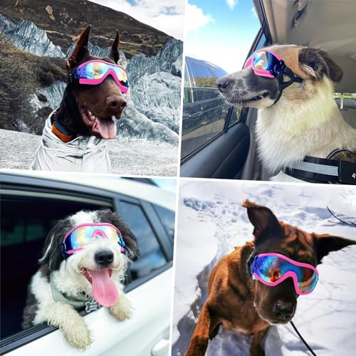 Dog Goggles Dog Sunglasses for Medium to Large Breed Anti (Large / Pink)