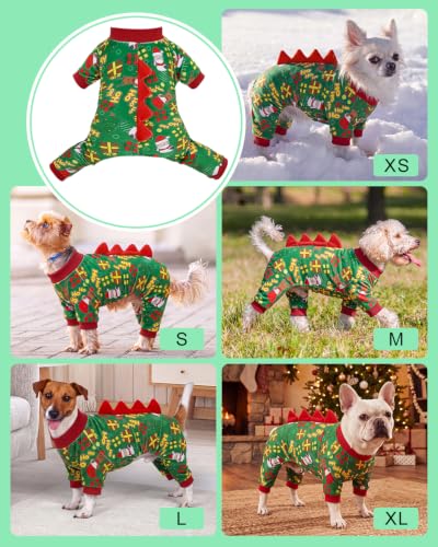 Dinosaur Costume Halloween Christmas Dog Pajamas (X-Small / Ho Ho Santa)