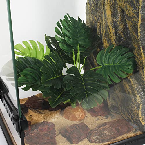 Fake Monstera Plants Reptile Terrarium Decor Gecko Tank Accessories (A-fake Monstera Plant)