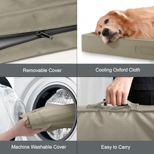 Outdoor Waterproof Orthopedic Dog Bed for Large Dogs (khaki / 36.0"L x 27.0"W x 3.0"Th)