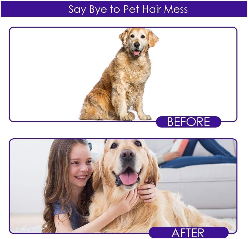 Pet Hair Removal Glove with 255 Silicone Tips for Dogs & Cats (Purple)