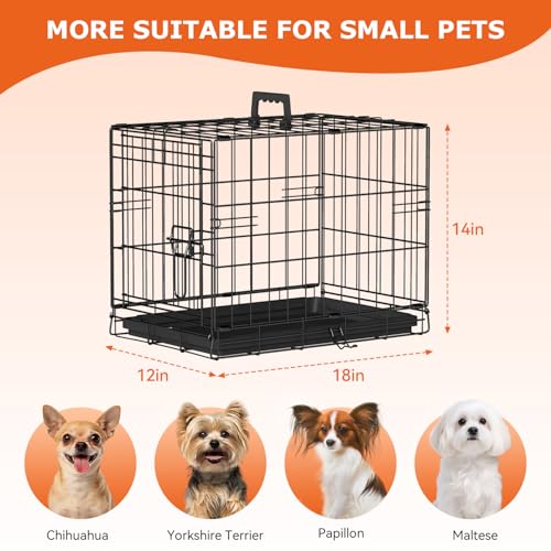 18" Foldable Metal Dog Crate (Black)