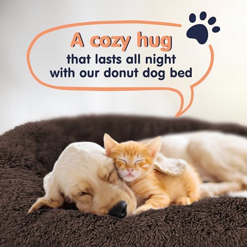 Calming Donut Dog Bed for Small Dogs (Coffee / Small (23"L x 23"W x 8"Th))