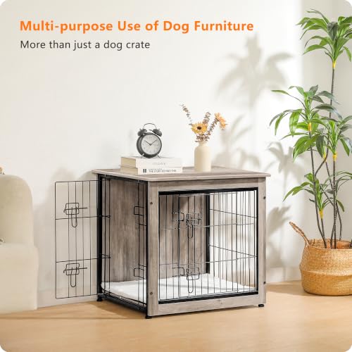 27" Dog Crate Furniture (Greige / 27.2"L x 20.1"W x 23.6"H)