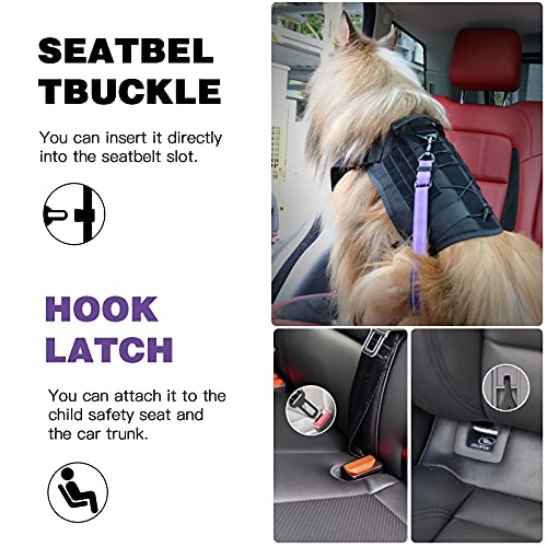 Dog Seat Belt for Car (Set Black+Purple)