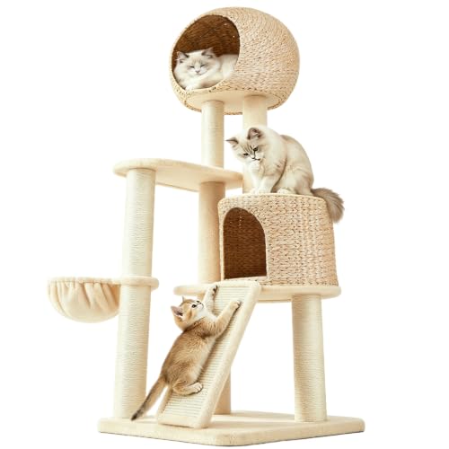 60.2" Tall Natural Handwoven Rattan Cat Tree (60.2inch)