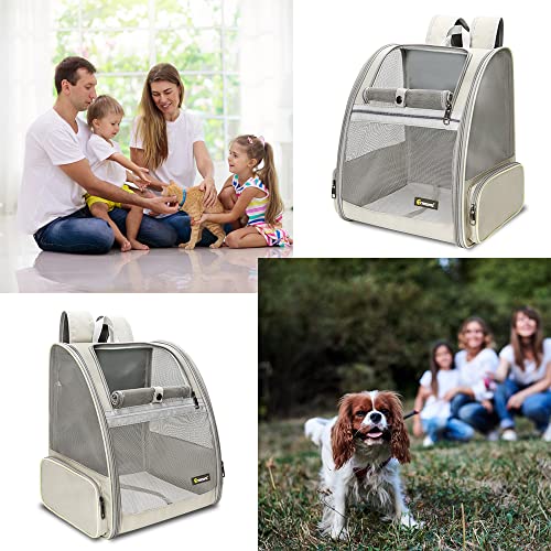 Innovative Traveler Bubble Backpack Pet Carriers for Cats and Dogs (Creamy White)
