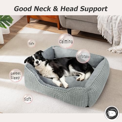 Rectangle Washable Orthopedic Dog Bed for Small (Light Gray / S(20’’x 19’’x 6’’))