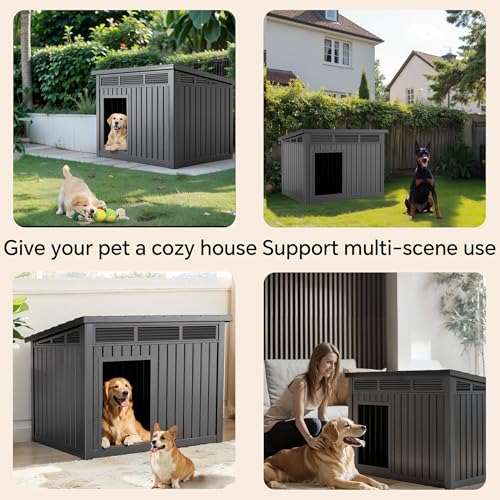 Dog House Indoor Outdoor (Deep Black / 32.2”L x 25.12”W x 24.13”H)