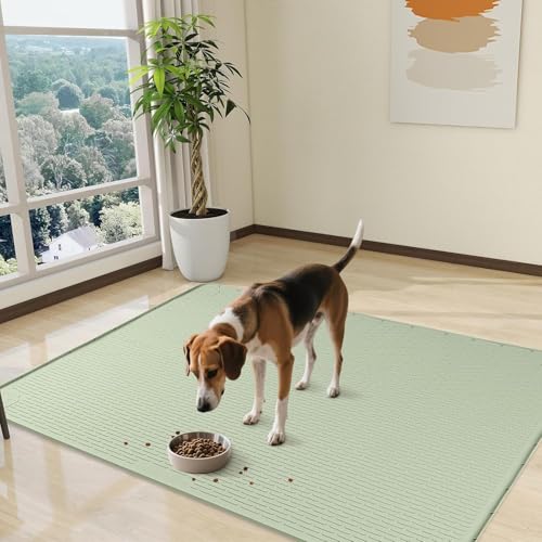 Dog Food Mat 70''x45'' Extra Large Dog Mat for Food and Water (70"L x 45"W / Green)