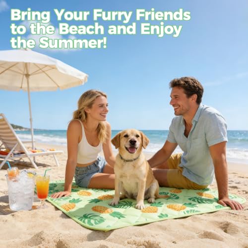 Dog Cooling Mat (Green Pineapple / Medium 19.5IN x 27.5IN)