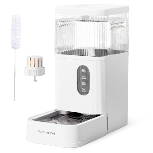 2.9 Gallon Automatic Dog Water Dispenser with Stainless Steel Bowl (White / 2.9 Gallon)