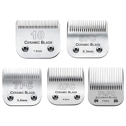 5PACK Dog Grooming Clipper Replacement Blades Compatible with Andis Clipper (#10+5fc+7fc+3fc+4fc)