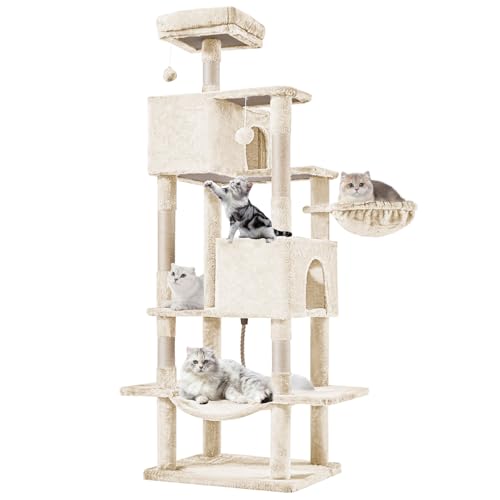 66 Inch Cat Tree Tower for Indoor Cats and Kittens (Beige / 66 IN)