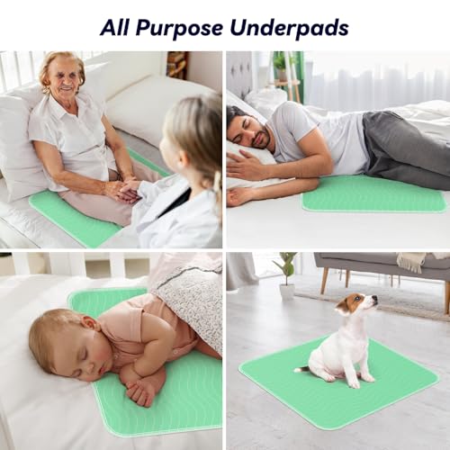 4 Pack 24” x 24” Extra Heavy Absorbency Washable Underpads Bed Pads (4 Pack - 24" x 24")