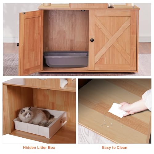 Cat Tree with Litter Box Enclosure for Indoor Big Cat HCT110WB (Walnut / 60 inch)