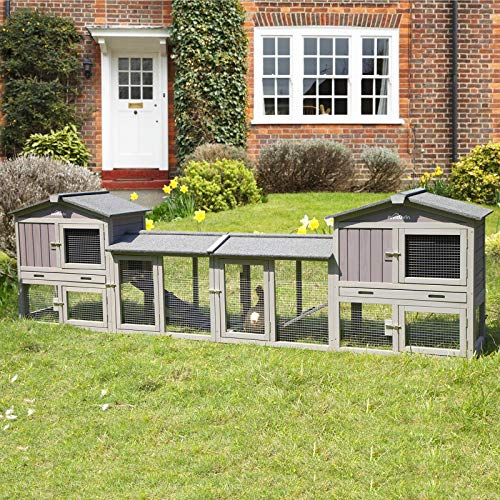 Rabbit Hutch Indoor Bunny Cage Outdoor House with Deeper Leakproof Plastic Tray