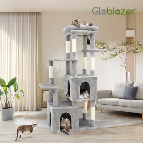 Heavy Duty Cat Trees for Big Cats Maine Coon (Light Grey / 61inch)