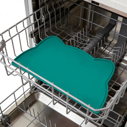 Cat Food Mat Silicone Non Slip Dog Bowl Mat Waterproof Cat Feeding Mat Stop Food Spills and Water Messes Out to Floor Pet Food Mat (Marrs Green / 24"L x 14"W)