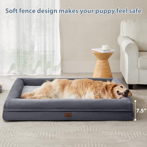 Giant Dog Bed Orthopedic for Senior Dog Bed Comfy Sleeping (Dark Gery / XXXX-L (61x43x7.5in))