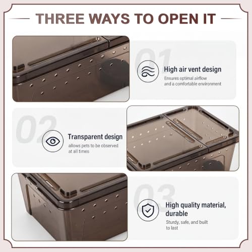 8 Pcs Reptile Breeding Box (Vent Strips / Black / 10.6 x 7.4 x 4.7 Inch)