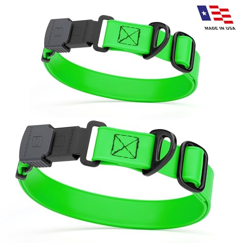 Biothane Waterproof Dog Collar with Herm Sprenger Black Stainless Steel Quick Release Buckle (W 1" x L 15"-25" / Tropical Green)